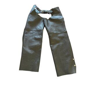 Hot Leathers Womens Riding Chaps Size Large Black Leather Buckle Moto Vintage